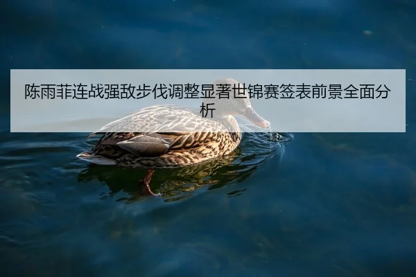 陈雨菲连战强敌步伐调整显著世锦赛签表前景全面分析